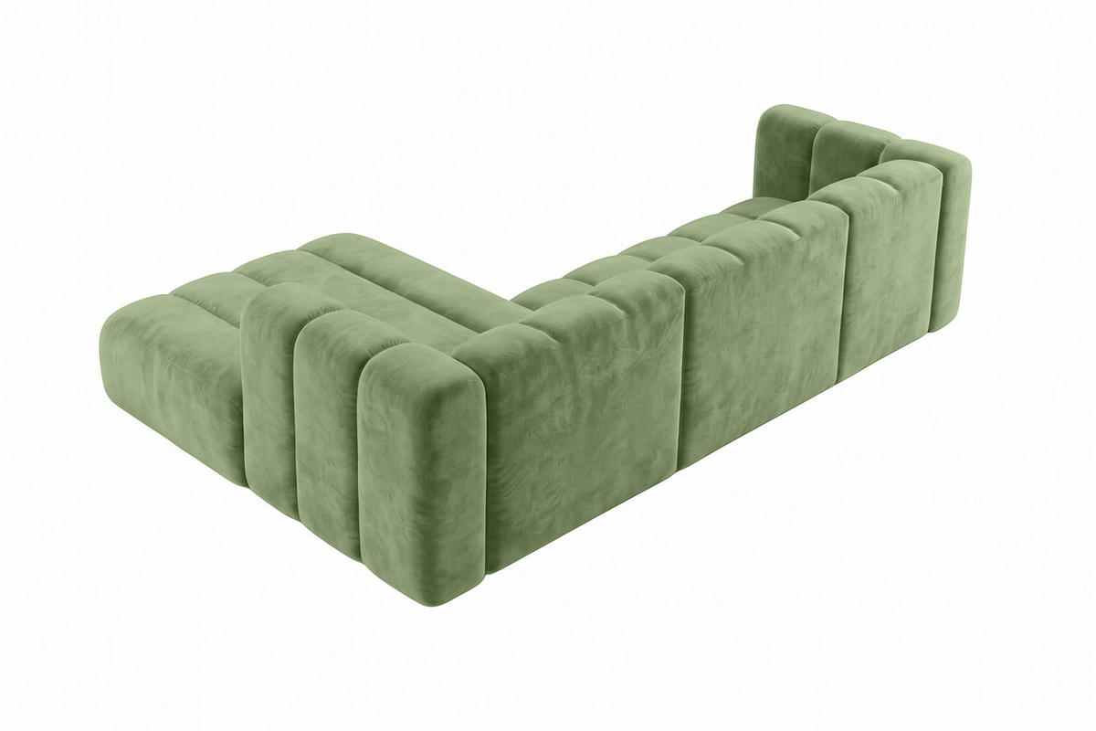 ECKSOFA Modulares In L-Form, Velvet-Stoff Riviera, Olive, Links, GRAND 287 cm - Olivgrün, Holz (287/179cm) - Kaiser Möbel