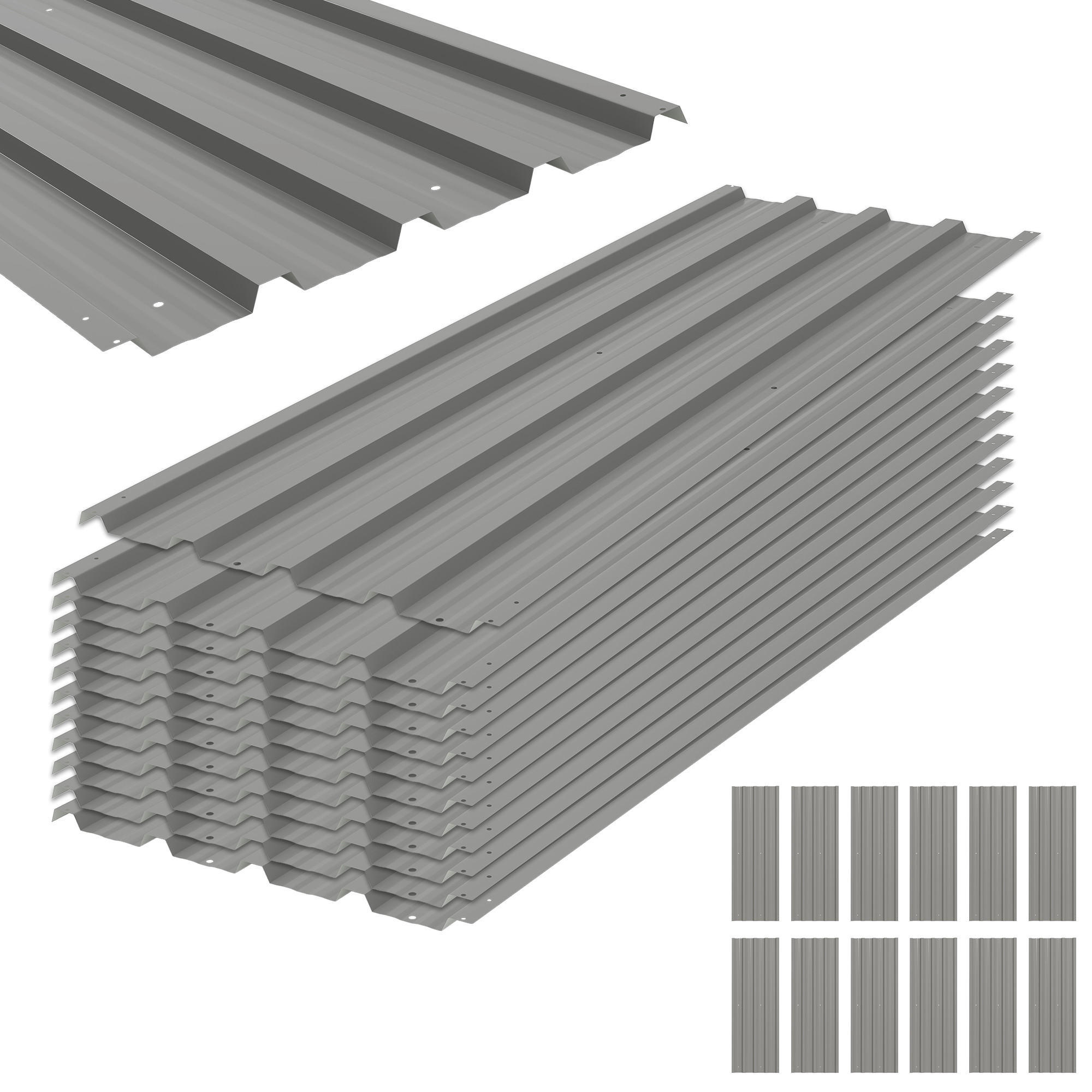 GERÄTEHAUS Hellgrau wasserdicht Metall 12er-Set 129/45/0.03 cm - Hellgrau, Metall (129/45cm) - PANGIVO