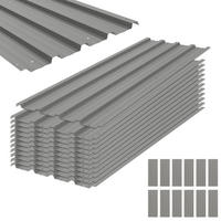 GERÄTEHAUS Hellgrau wasserdicht Metall 12er-Set 129/45/0.03 cm - Hellgrau, Metall (129/45cm) - PANGIVO