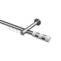 INNENLAUF-GARDINENSTANGEN-SET Prestige Mavell 360 cm (geteilt in 2 x 180 cm), 1-läufig, 20 mm Ø Chrom - Chromfarben/Weiß, Metall (360cm) - INTERDECO