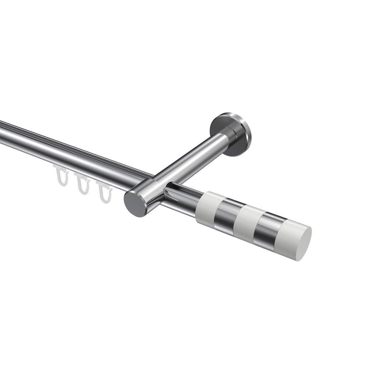 INNENLAUF-GARDINENSTANGEN-SET Prestige Mavell 360 cm (geteilt in 2 x 180 cm), 1-läufig, 20 mm Ø Chrom - Chromfarben/Weiß, Metall (360cm) - INTERDECO
