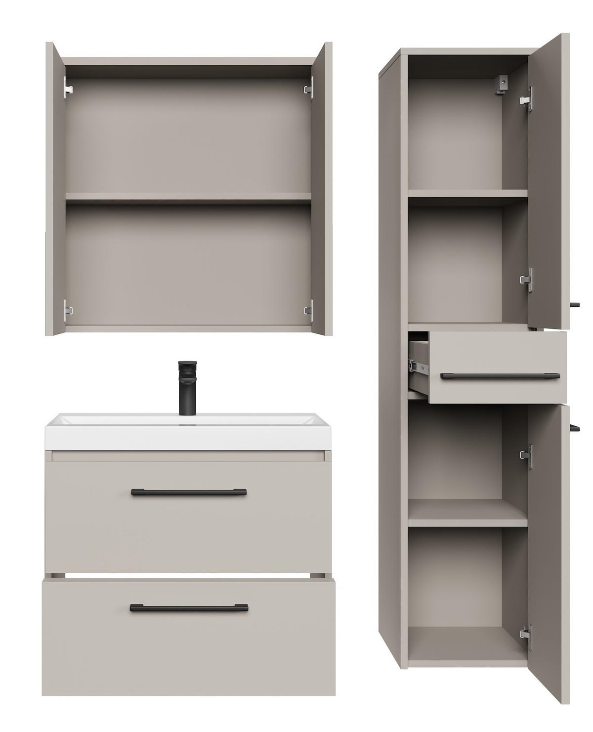 BADMÖBEL-SET Florence 4 Teile Cashmere - 60 x 35 x 51 cm - Kaschmir, Holz (60/51/35cm) - Badplaats