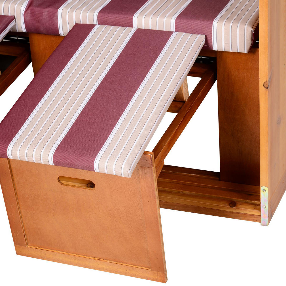 DOPPELTE Sonnenliege mit Dach 5-stufige Rückenlehne PE-Rattan Rot+Weiß 118 x 79 x 160 cm - Weiß, Kunststoff (79/160/118cm) - Outsunny