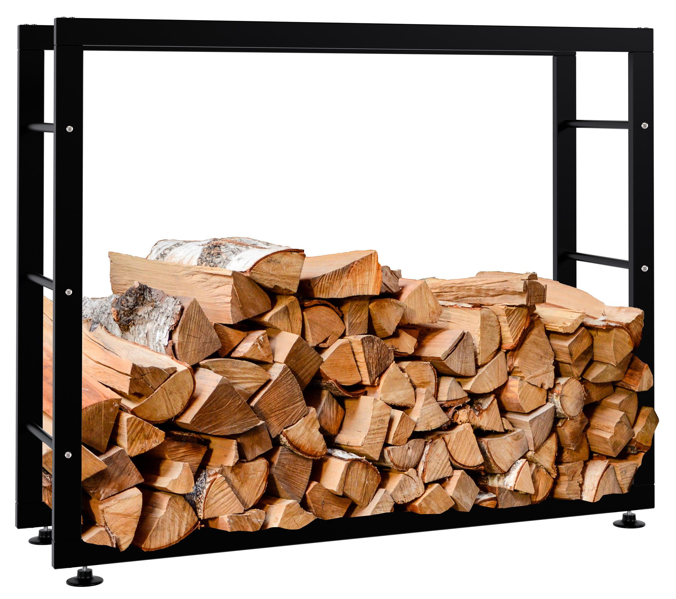 KAMINHOLZREGAL 100/25/80 cm Metall schwarz - Schwarz, Metall (100/80/25cm) - CLP