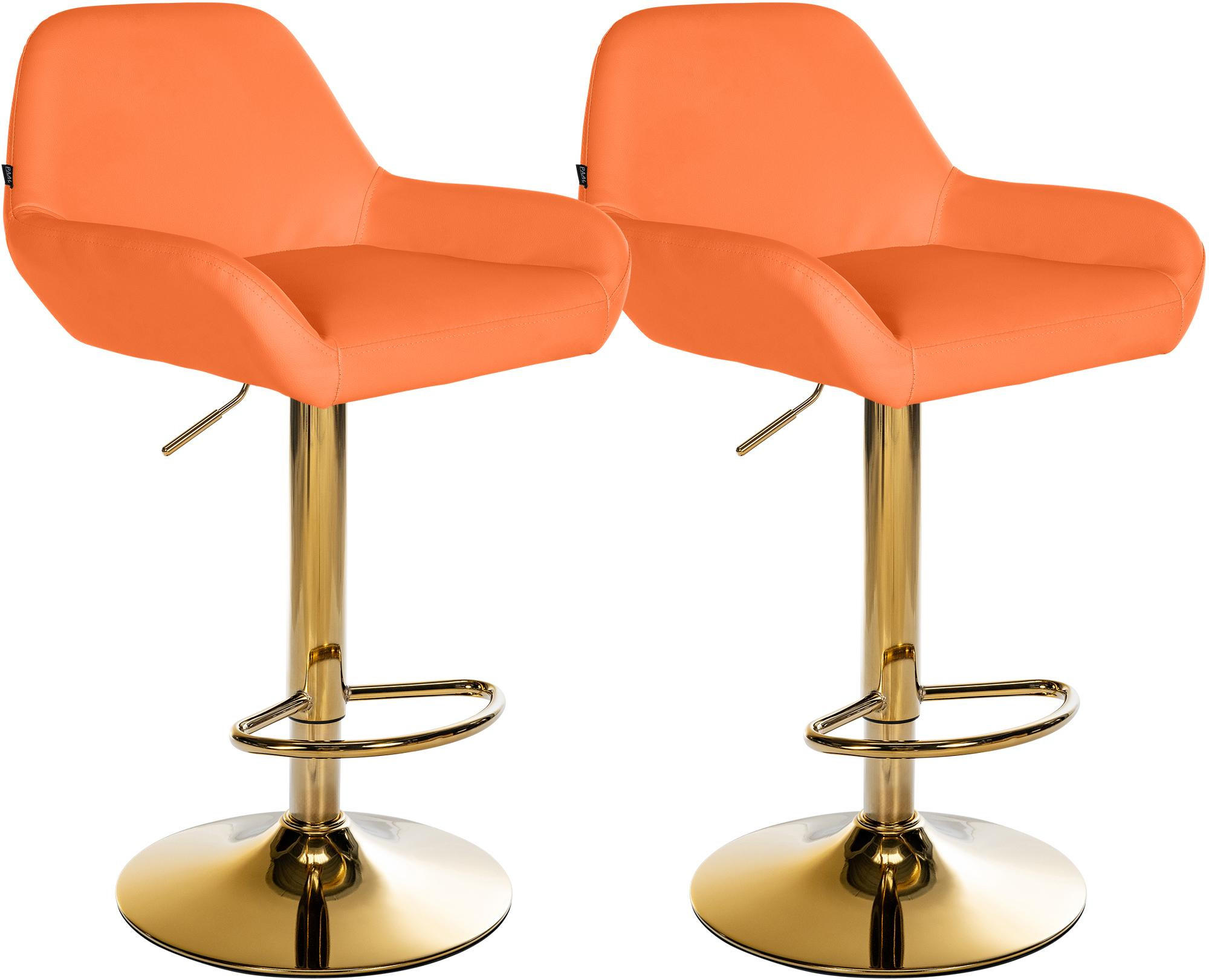 BARHOCKER 2er Set Lederlook orange - Goldfarben/Orange, Textil/Metall (51/89/52cm) - CLP