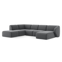 WOHNLANDSCHAFT Samt Stoff Grau - Edelstahlfarben/Schwarz, Holzwerkstoff/Kunststoff (325/75/236cm) - Makamii