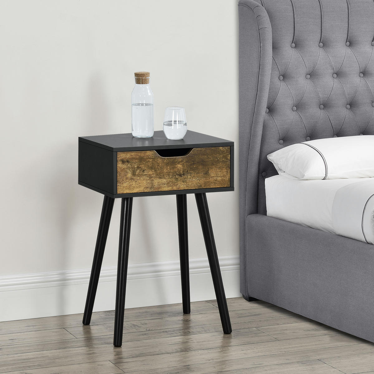 BEISTELLTISCH Östersund - Dunkelbraun/Schwarz, Holz/Holzwerkstoff (30/40/60cm) - [en.casa]