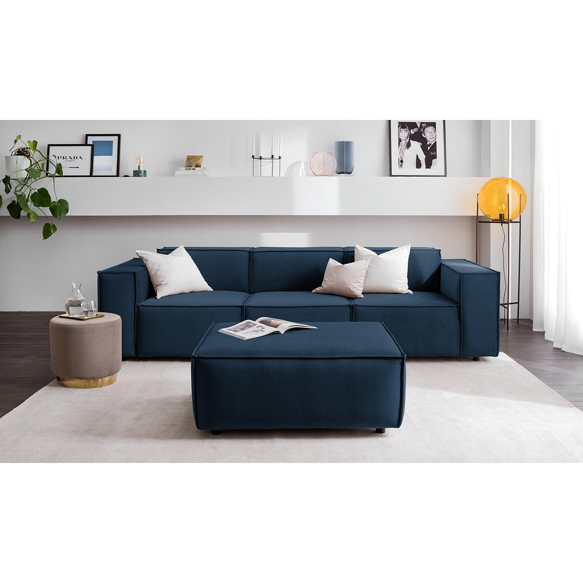 3-SITZER SOFA - Dunkelblau, Textil (260/70/96cm) - home24