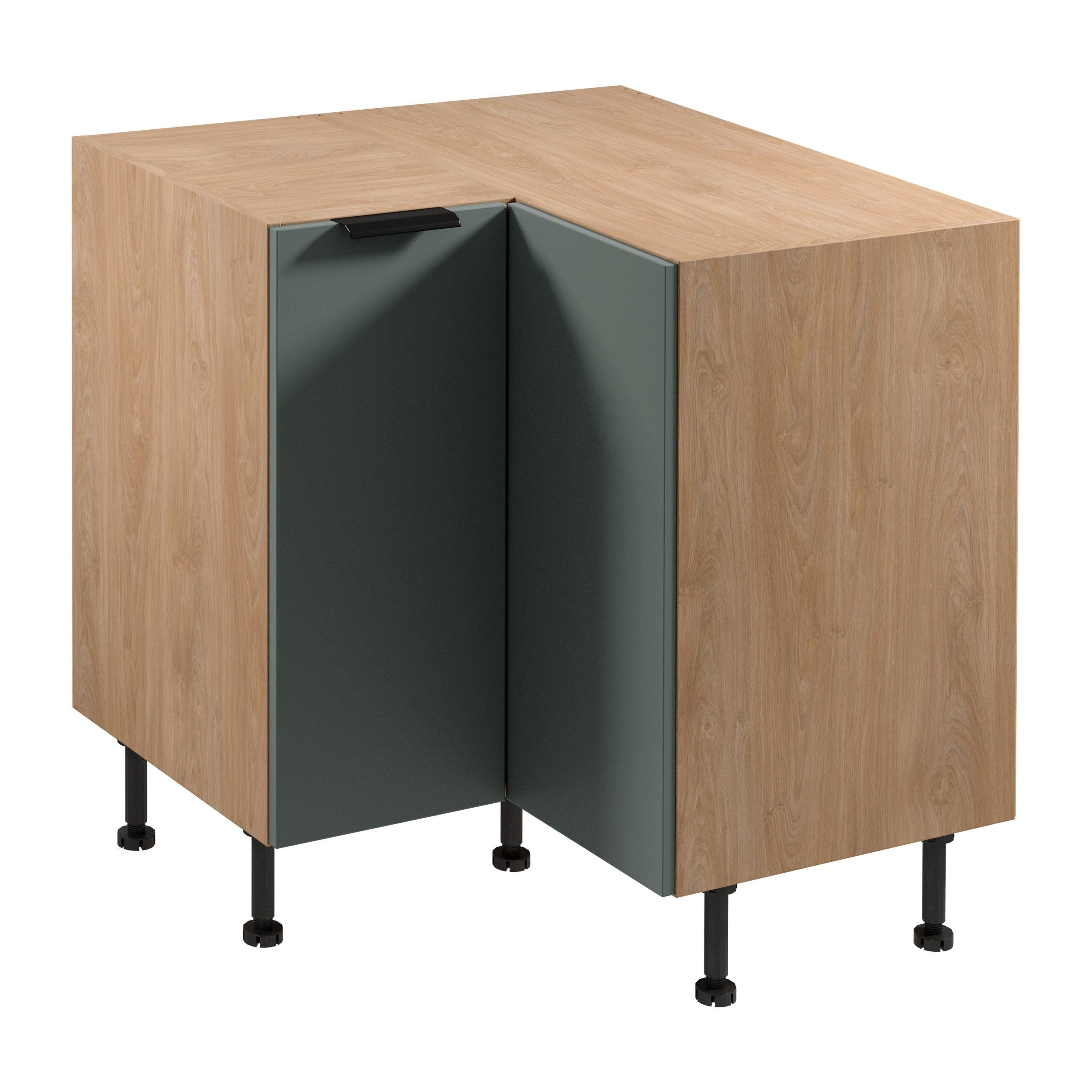 ECKUNTERSCHRANK D90N – Sorento Grün Sonoma Eiche – L-Form, Ecke voll nutzbar – Grün / Sonoma Eiche - Sonoma Eiche/Grün, Holzwerkstoff (84/87/84cm) - ROYAL24_MARKT