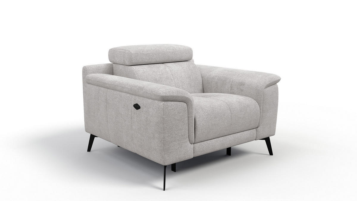 SESSEL FIERO mit Relaxfunktion, creme - Creme/Schwarz, Holzwerkstoff/Textil (114/82/103cm) - Courtois Laville