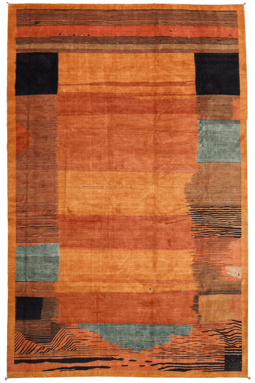 GABBEH-TEPPICH handgeknüpft Rizbaf Orange 583/416 cm Schurwolle - Orange, Textil (416/583cm) - Looma
