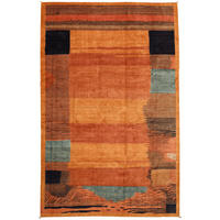 GABBEH-TEPPICH handgeknüpft Rizbaf Orange 583/416 cm Schurwolle - Orange, Textil (416/583cm) - Looma