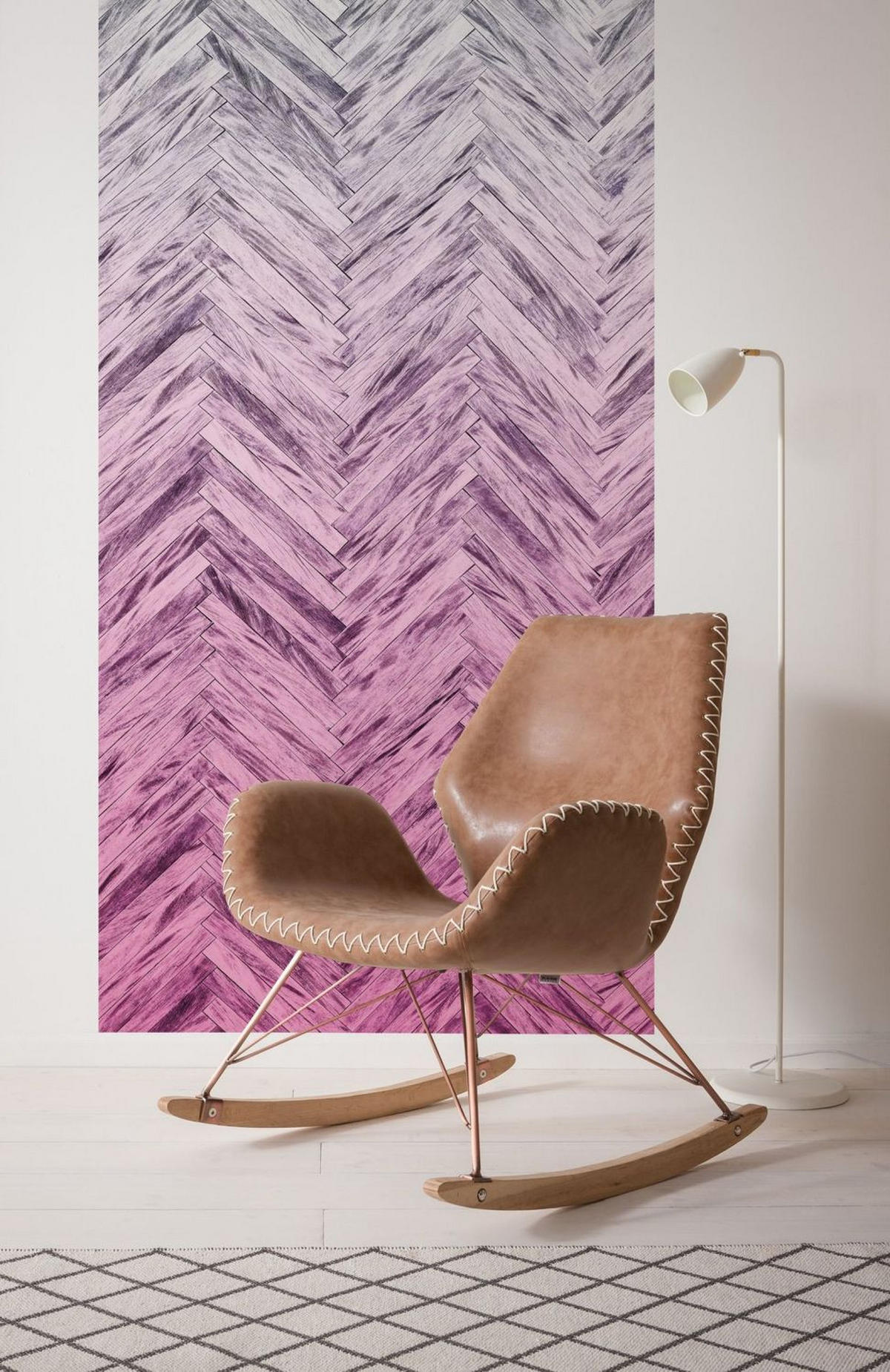 FOTOTAPETE Fischgrätenmuster 100 x 250 cm - Pink, Papier (100/250cm) - Sanders & Sanders