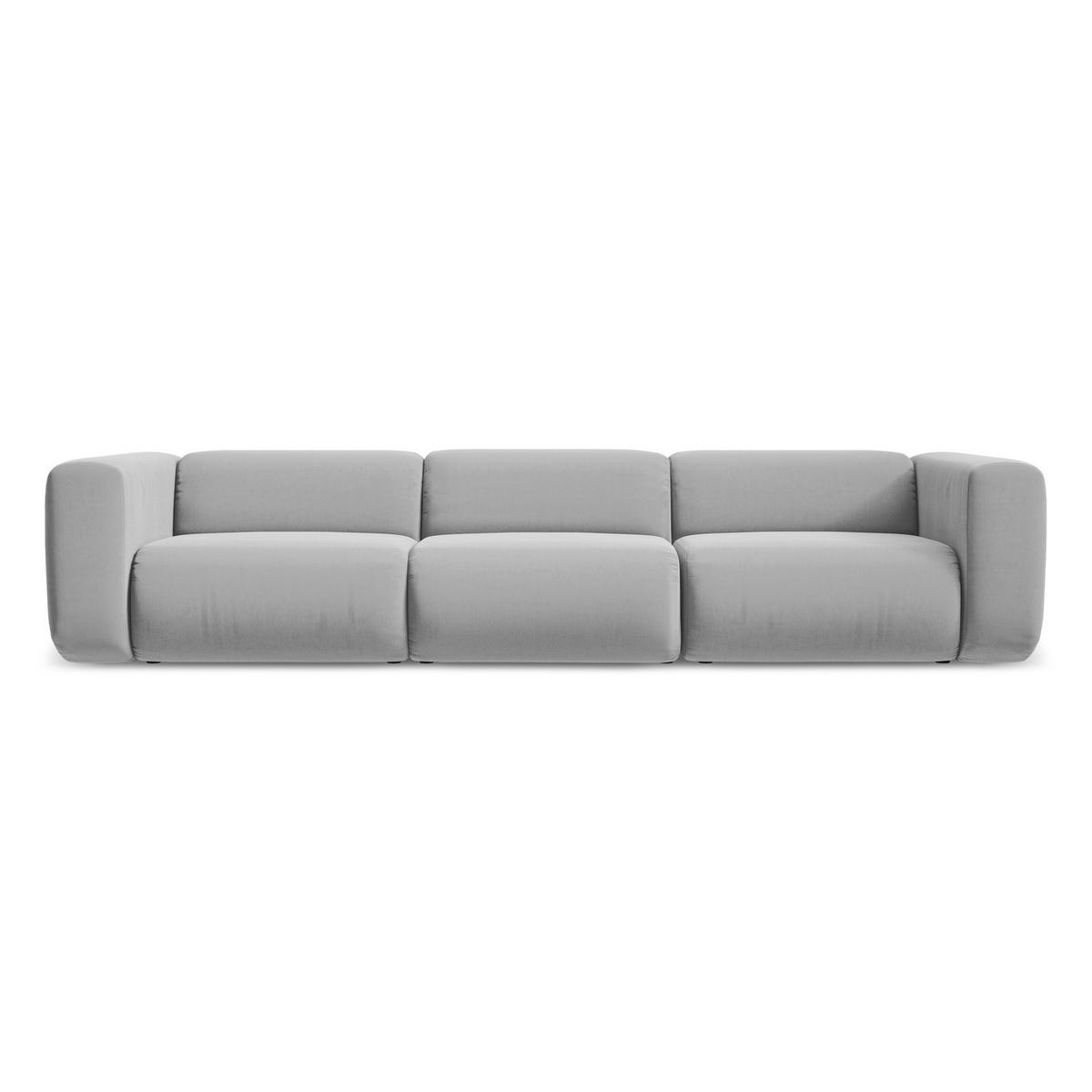 4-SITZER-SOFA Samt Stoff Grau - Schwarz/Grau, Kunststoff/Textil (319/70/89cm) - LaMiaSofa
