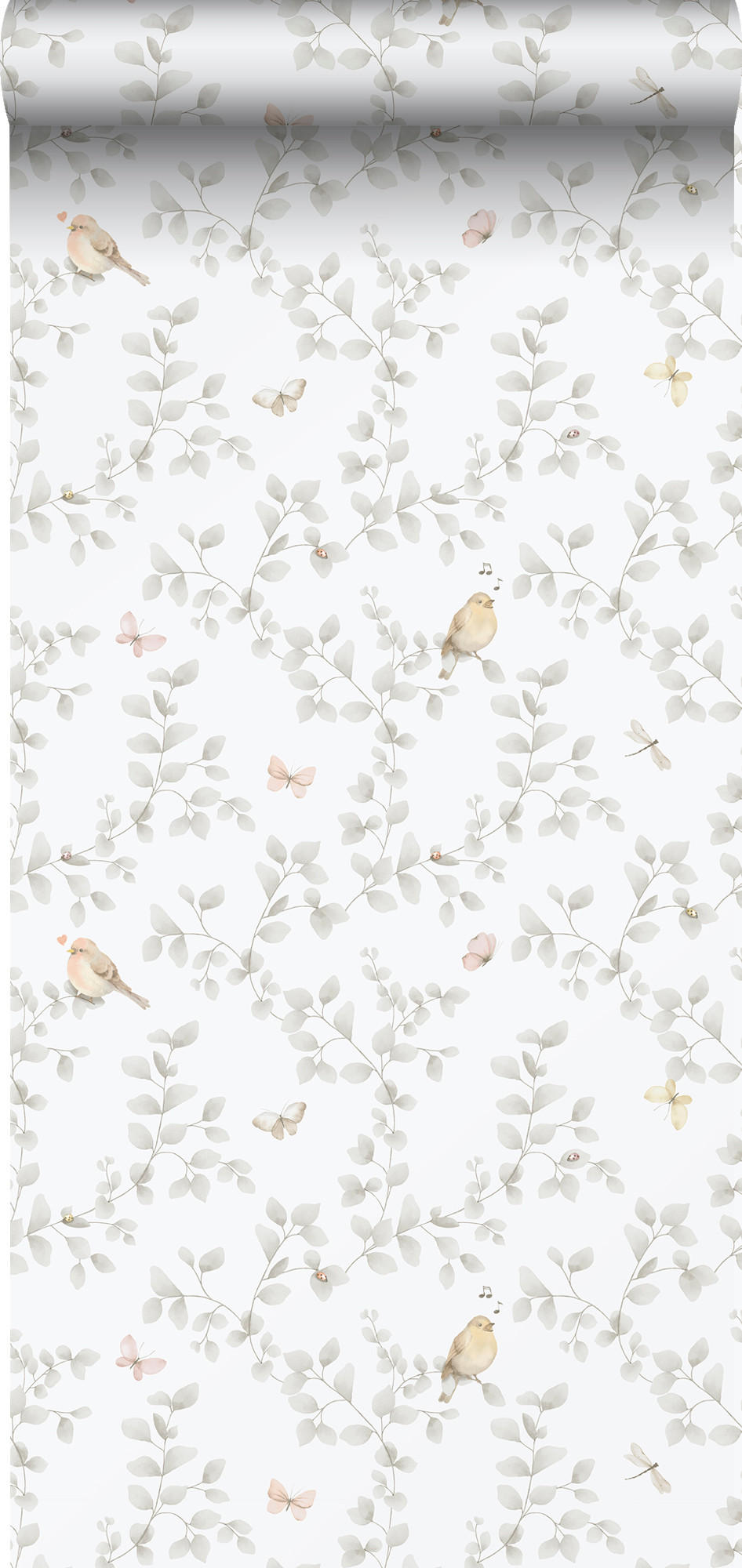 TAPETE Blumen und Vögel 53 cm x 10.05 m - Weiß, Papier (53/0.1cm) - Sanders & Sanders