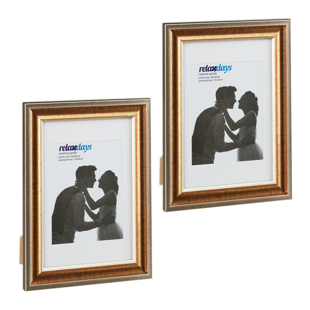 2XBILDERRAHMEN - Goldfarben, Glas/Kunststoff (26.5/36.5/2cm) - Relaxdays