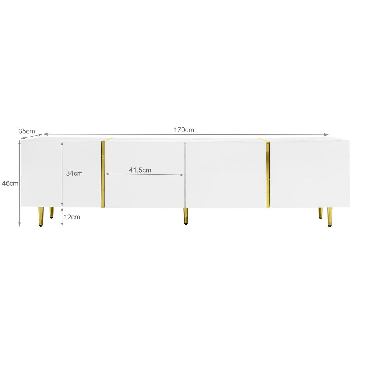 TV-ELEMENT 170/35/46 cm & 100/60/41,5 cm in Weiß Hochglanz mit Stauraum - Weiß, Holzwerkstoff (170/46/35cm) - Flora Grace