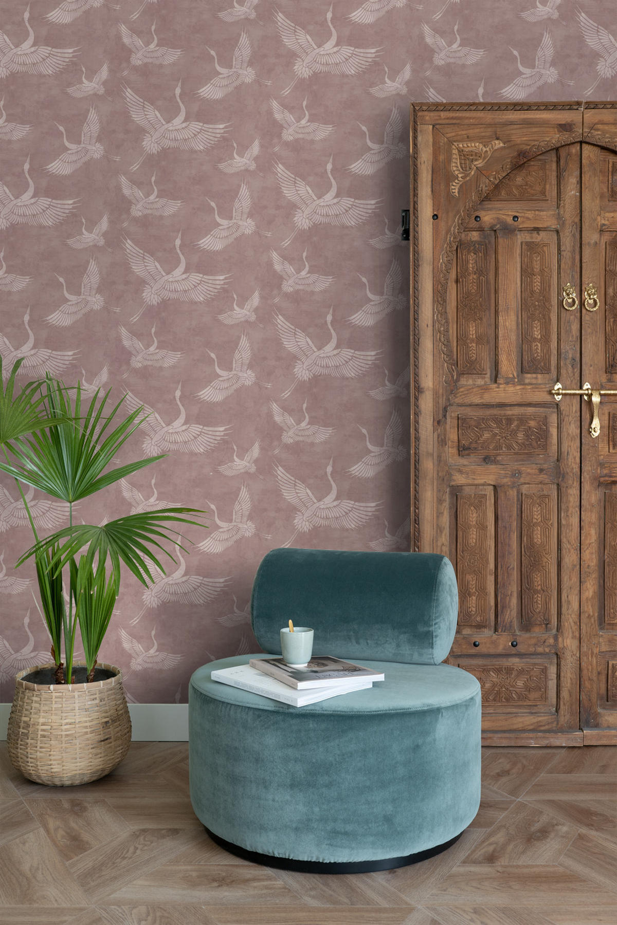 TAPETE Kraniche 50 x 900 cm - Pink, Papier (50/900cm) - ESTAhome