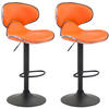 BARHOCKER 2er Set Lederlook orange - Schwarz/Orange, Textil/Metall (46/88/49cm) - CLP