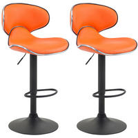BARHOCKER 2er Set Lederlook orange - Schwarz/Orange, Textil/Metall (46/88/49cm) - CLP