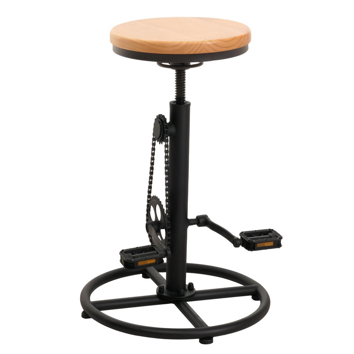 BARHOCKER mit Fußablage Sitzhöhe 61-85cm höhenverstellbar drehbar Fußablage Metall Massiv-Holz Natur - Braun, Holz/Metall (46/85/46cm) - PROREGAL