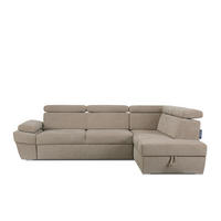SCHLAFECKSOFA RATLO rechts 4/5-Sitzer mit Bettkasten in Lederoptik, ecrue - Ecru/Silberfarben, Textil (270/190cm) - KONSIMO®