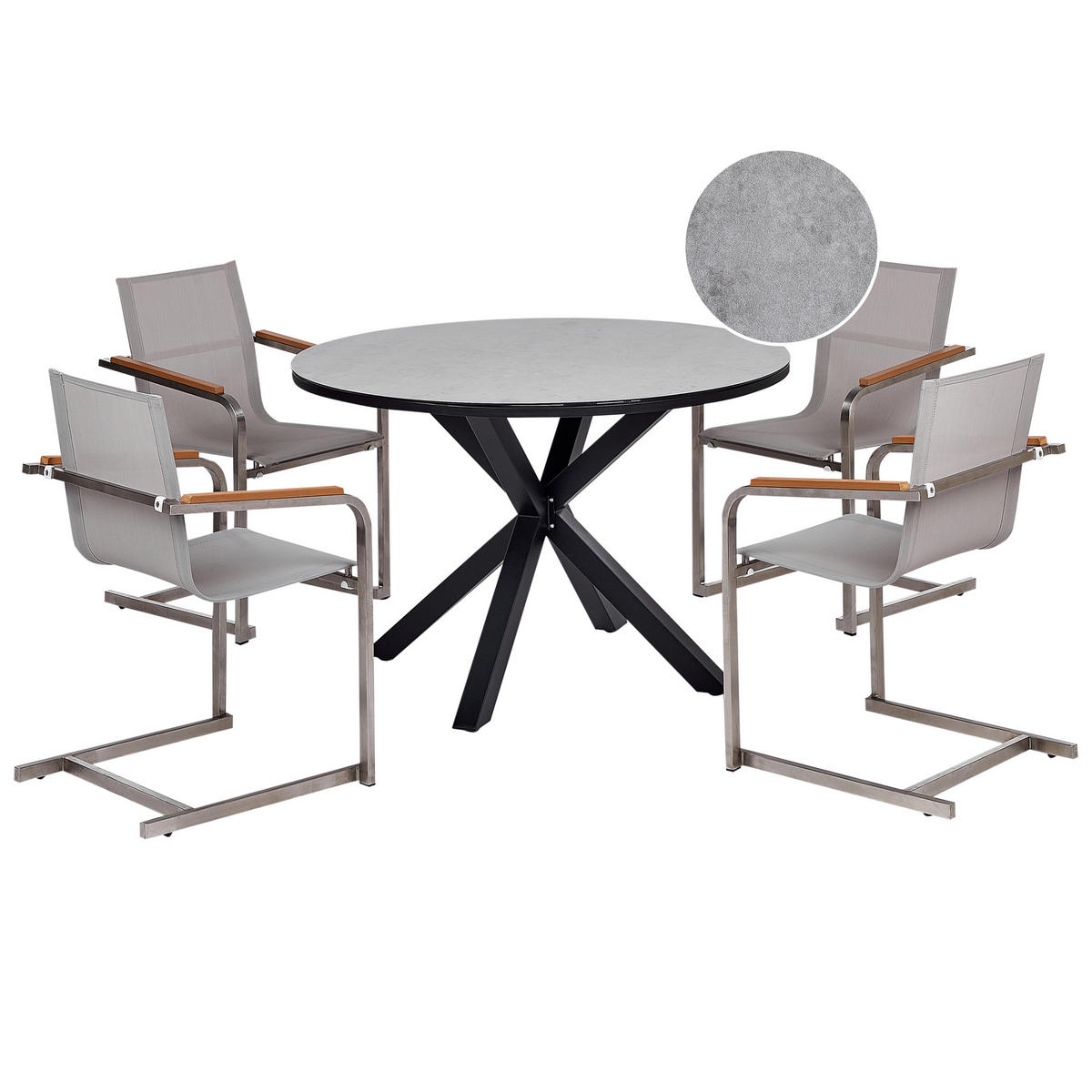 GARTENMÖBEL-SET 4-Sitzer Grau Maletto/Cosoleto - Silberfarben/Grau, Metall - Beliani