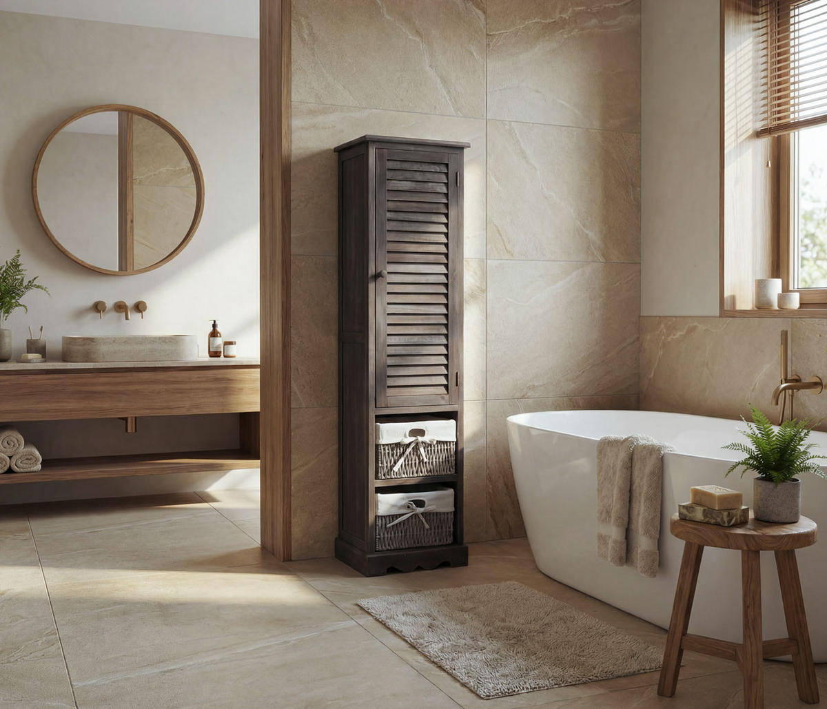 BADEZIMMERKOMMODE Braun, Grau - Braun/Grau, Holz (27/120/29cm) - MCW