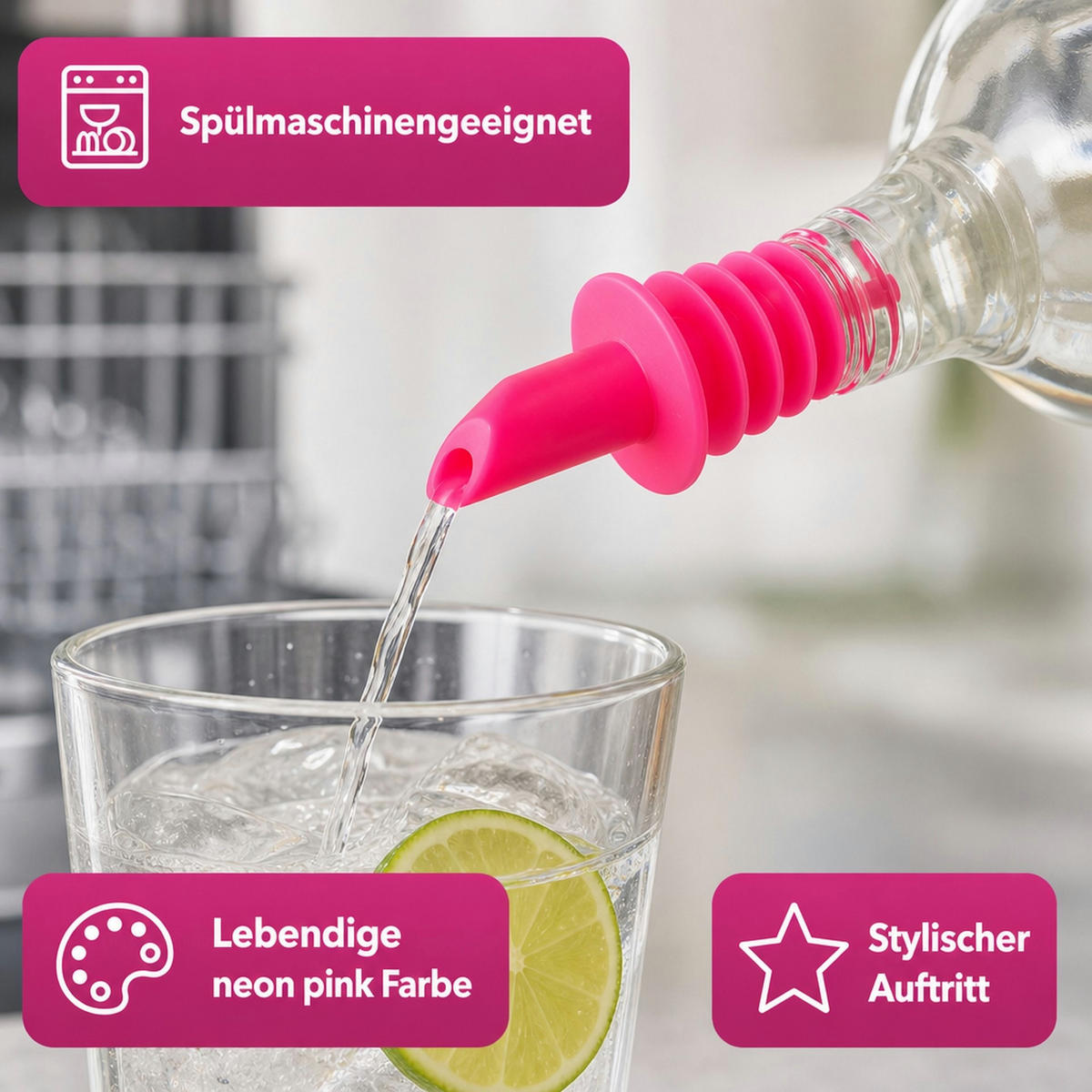 AUSGIESSER BILLY, Kunststoff, für 0,5-1,5L Flaschen - Pink, Kunststoff (3.5/7.5/3.5cm) - ich-zapfe