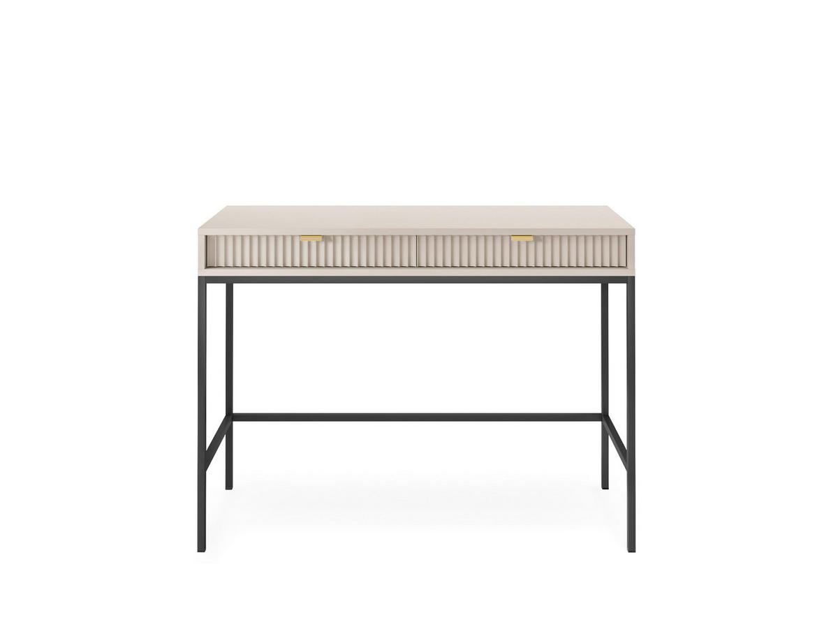 SCHMINKTISCH, Kaschmir, Schwarz, 104 x 78 x 50 cm, goldene Griffe - Kaschmir/Schwarz, Holzwerkstoff/Metall (50/104/78cm) - 3XE LIVING