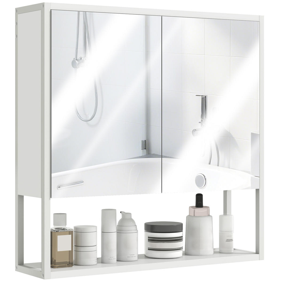 SPIEGELSCHRANK Wandhängender Spiegelschrank mit Spiegel, 60 x 16 x 60 cm ,Weiß - Weiß, Glas (60/60/16cm) - Vallsero