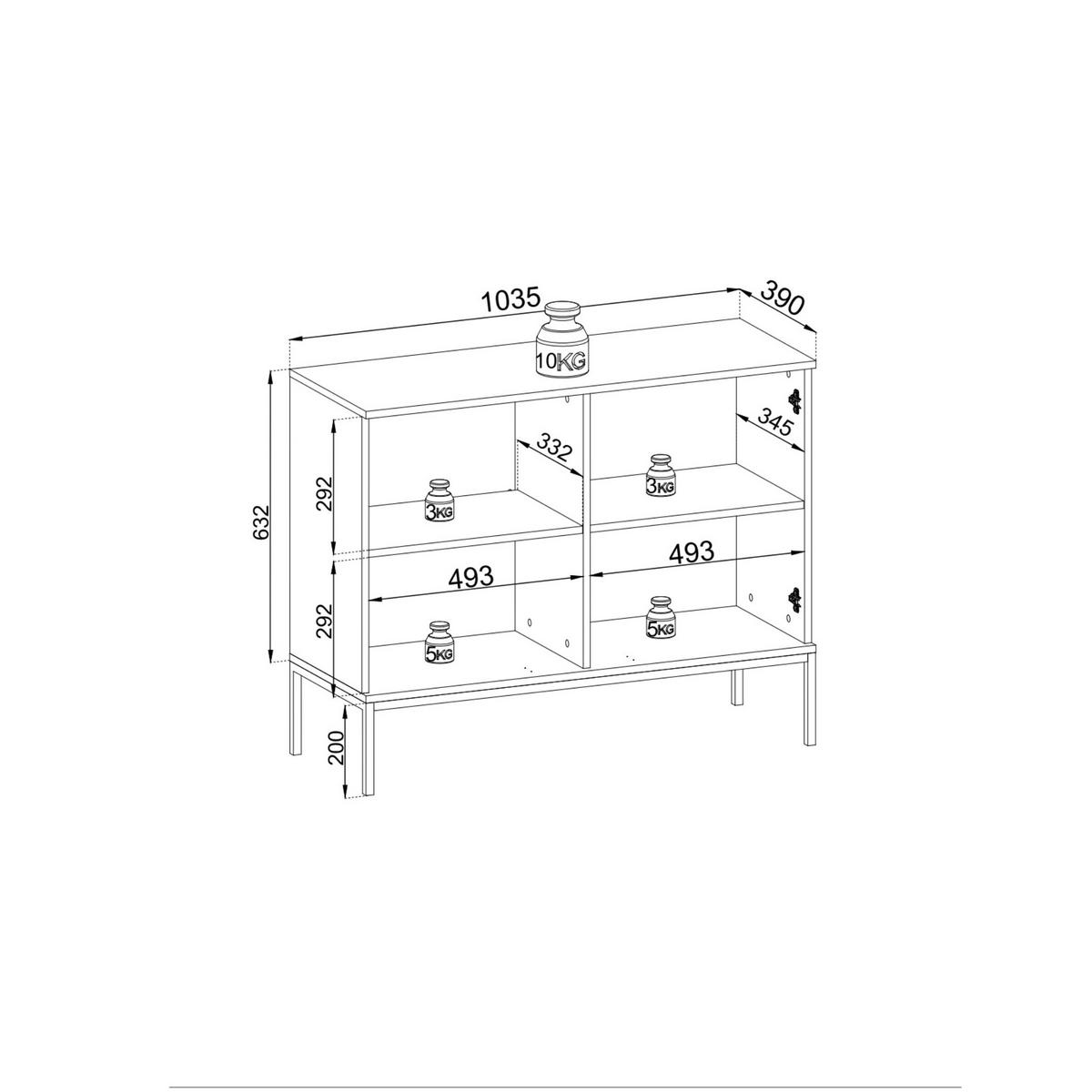 MODERNE schmale Kommode mit geriffelter Front, 104×83×39 cm, Schwarz / Wotan Eiche - Schwarz, Holzwerkstoff (104/83/39cm) - 3XE LIVING