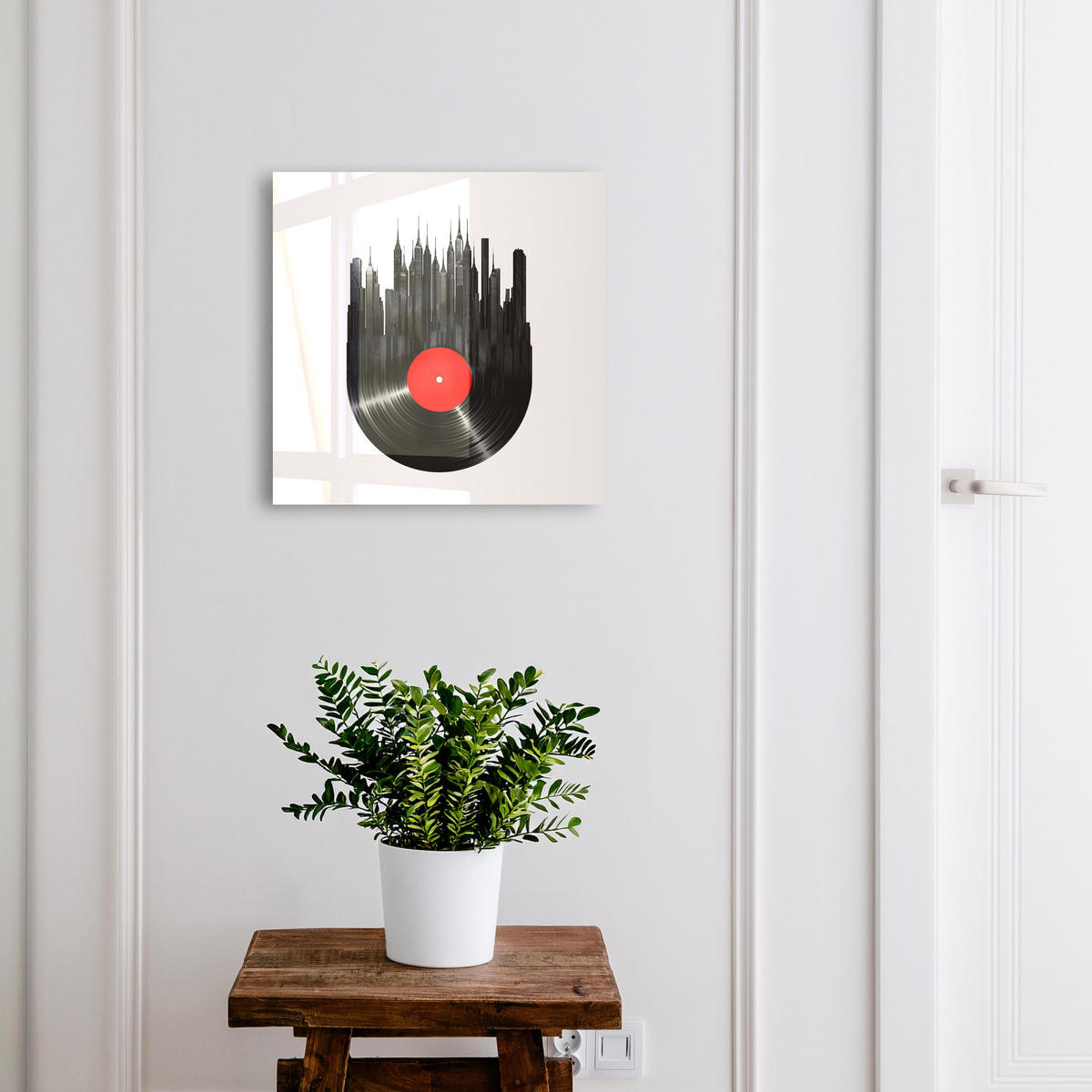 SCHLÜSSELBOX Schwarz 30x30 cm- Türöffnung nach rechts - Musik der Stadt - Schwarz, Metall (30/30/5cm) - TULUP