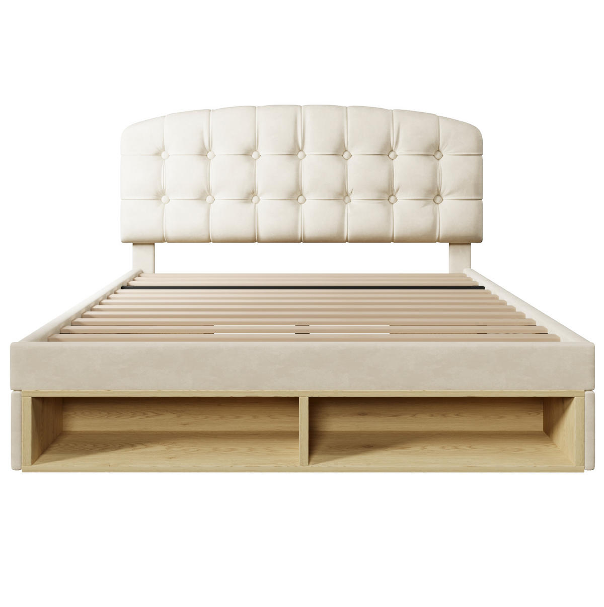 POLSTERBETT 140/190 cm Beige aus Samt mit Schubladen - Beige, Textil (140/190cm) - OKMYHOME