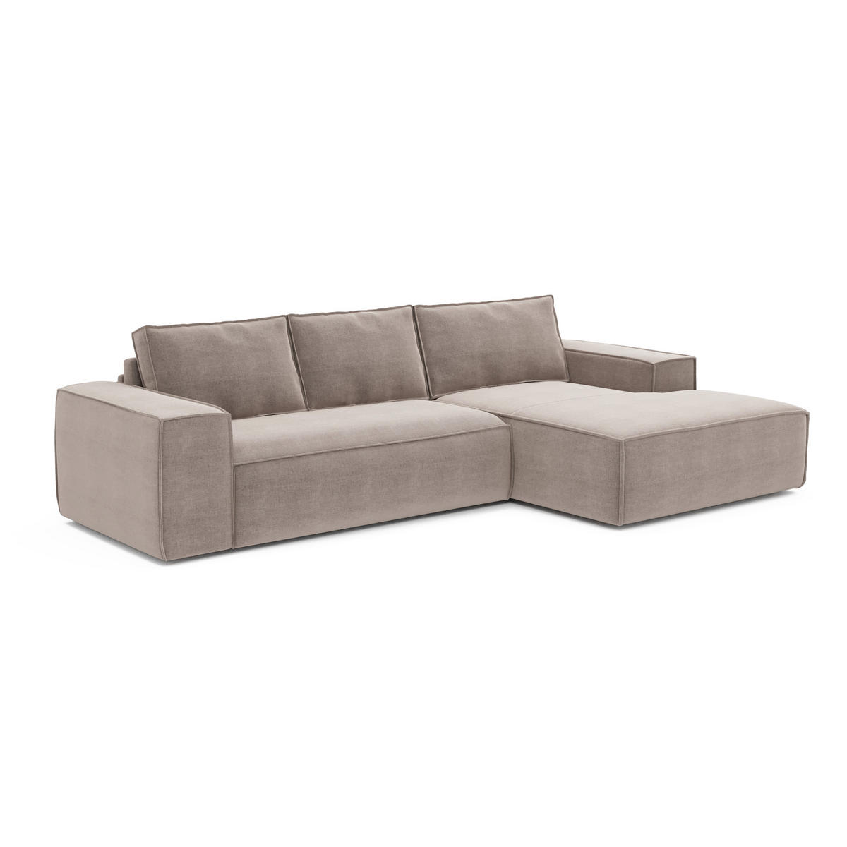 ECKSOFA RECHTS Samt Taupe 302cm - Taupe, Textil (302/165cm) - Sia Home