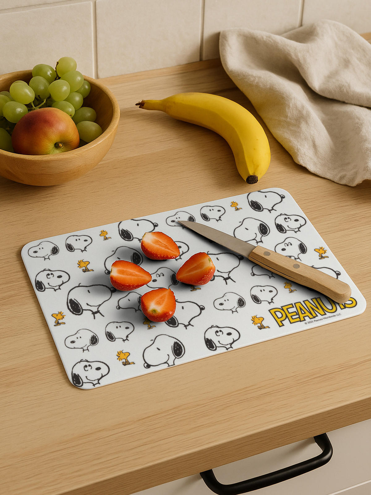 BRETTCHEN The Peanuts Snoopy Alloverprint Weiß 14,5 x 23,5 cm - Weiß, Kunststoff (14.5/23.5cm) - United Labels