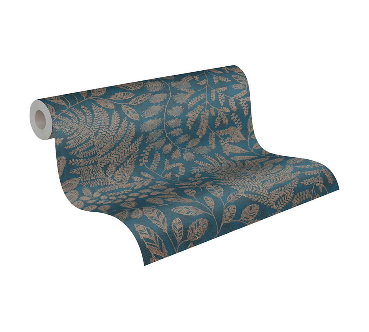 VLIESTAPETE Blau 53/1005 cm - Goldfarben, Textil (53/1cm) - KUNSTLOFT