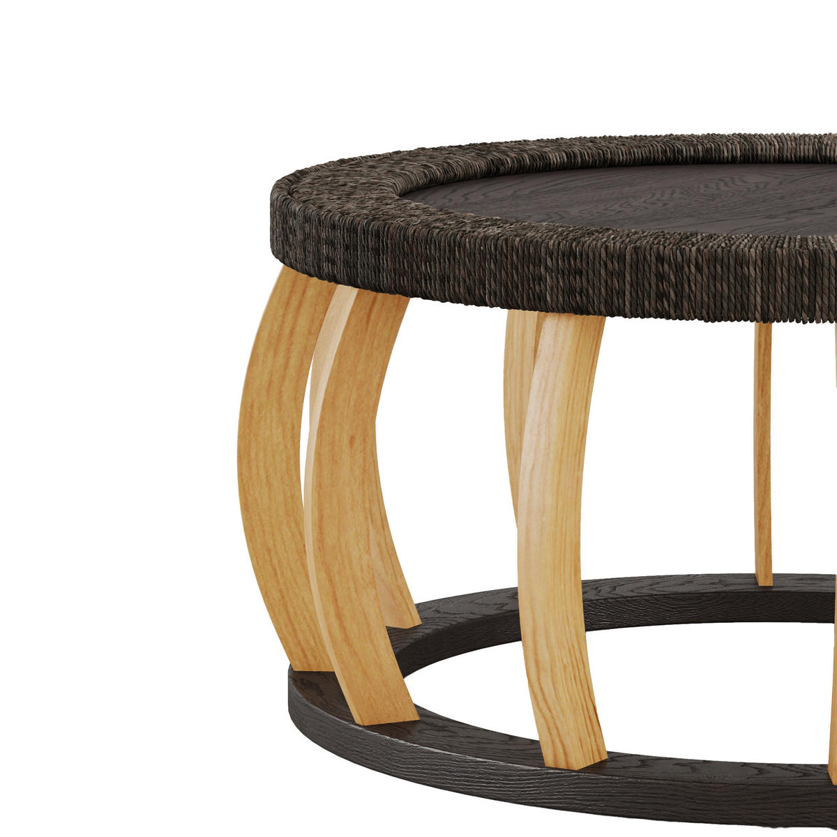 COUCHTISCH in Schwarz Rattan-Kaffeetisch für Wohnzimmer oder Esszimmer, B90/T90/H43cm - Schwarz/Naturfarben, Holz/Holzwerkstoff (90/90/43cm) - STILVORA