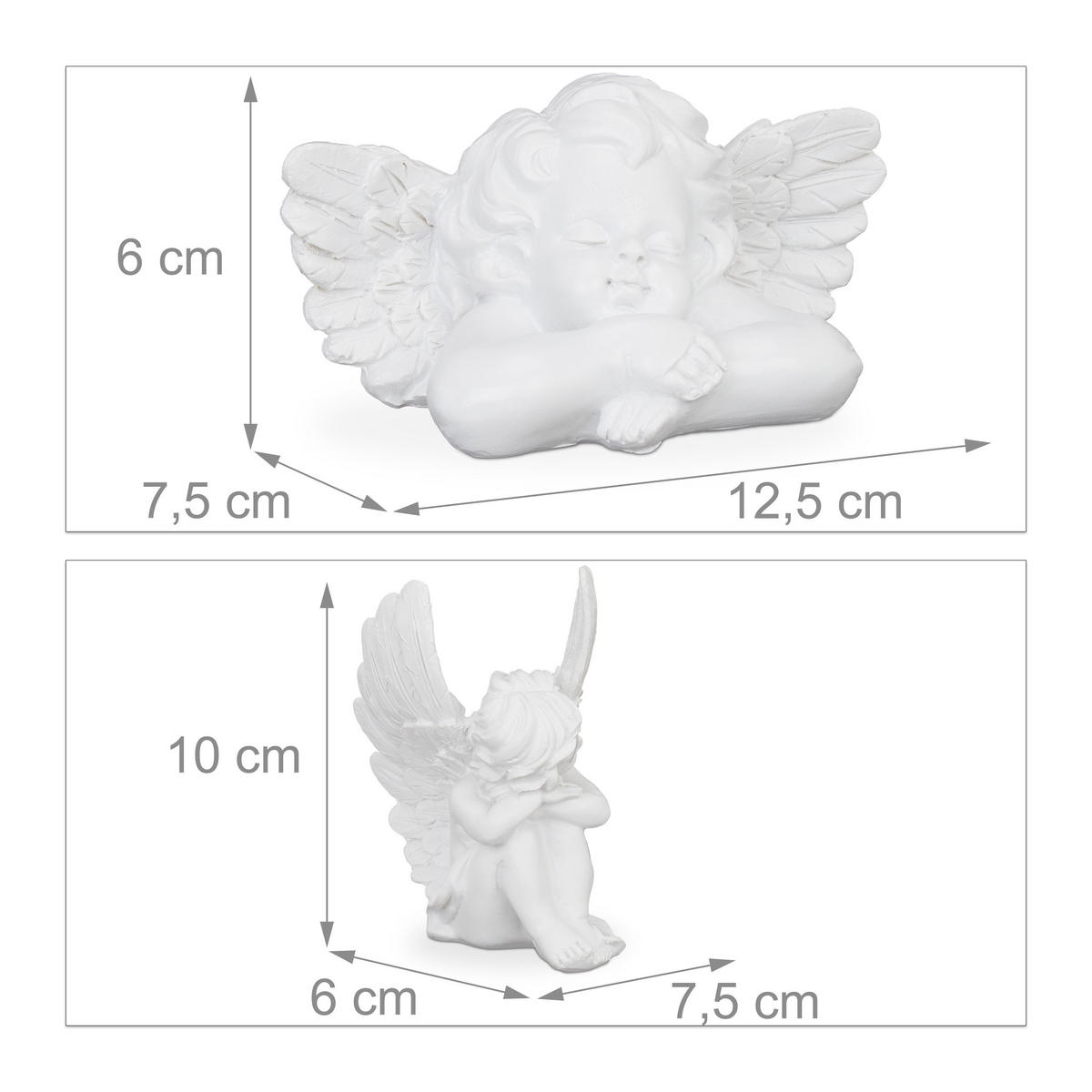 2XGRABENGEL - Weiß, Kunststoff (12.5/6/7.5cm) - Relaxdays