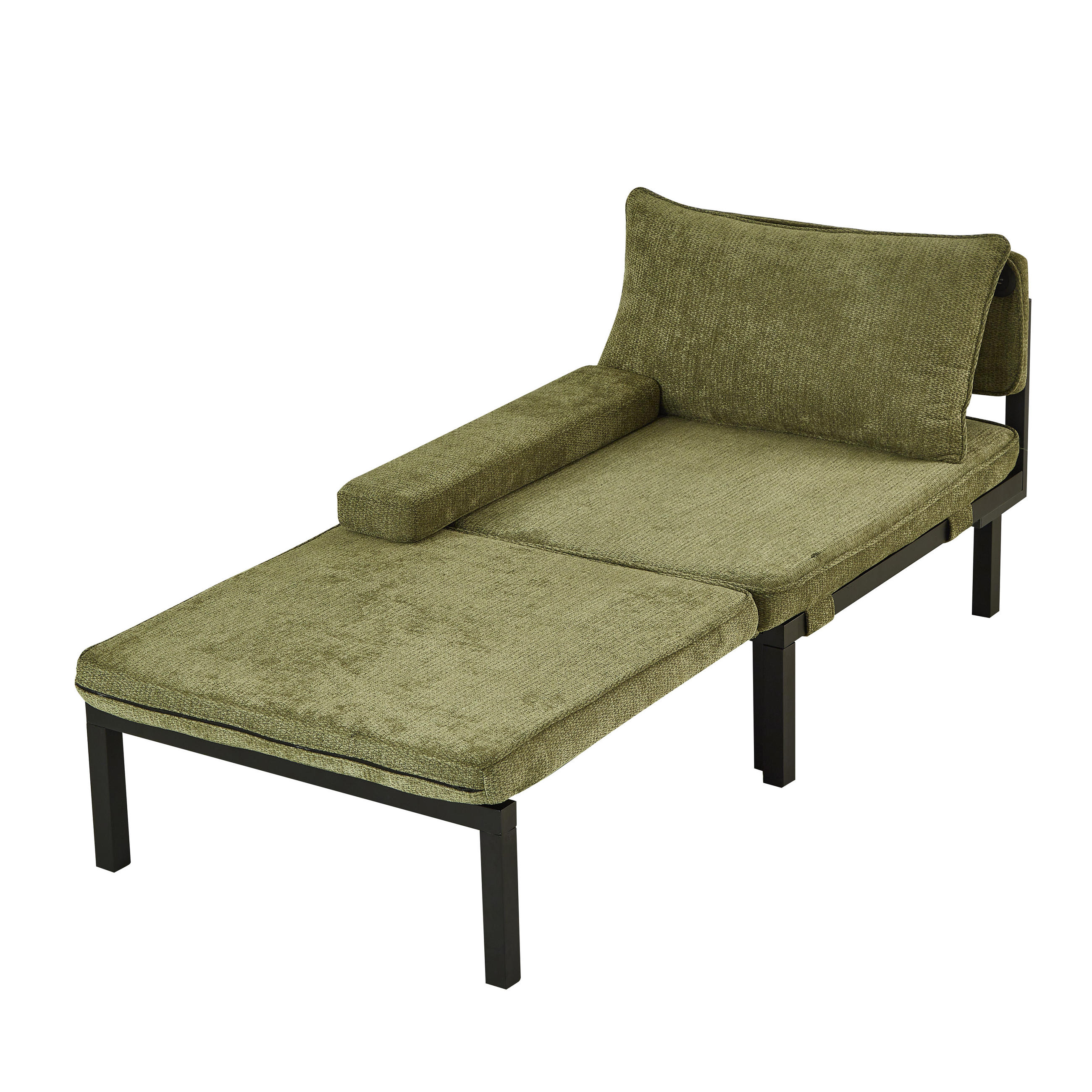 SCHLAFSOFA DE-35087 mit USB-Ladeanschluss Grün - Grün, Holz (82/79/176cm) - ComfortXL