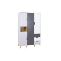 KINDERKLEIDERSCHRANK JUSTIN 01 120 cm breit in Weiß / Graphit / Grau / Eiche - Eichefarben/Graphitfarben, Holzwerkstoff (120/190/55cm) - Deine Möbel 24