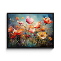 POSTER MIT RAHMENGERAHMTES BILD Blumen - Aquarell - Kunst - Botanisch - Natur 80x60 cm - Orange, Papier (80/60cm) - MuchoWow