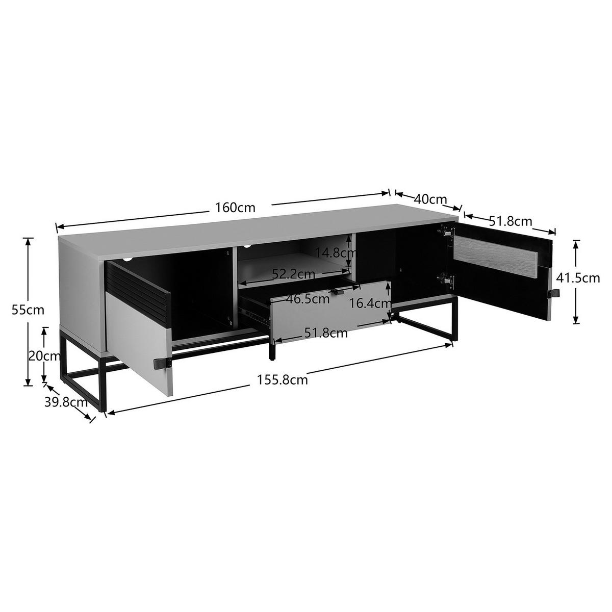 TV-LOWBOARD - Eichefarben/Schwarz, Holzwerkstoff/Kunststoff (160/55/40cm) - home24