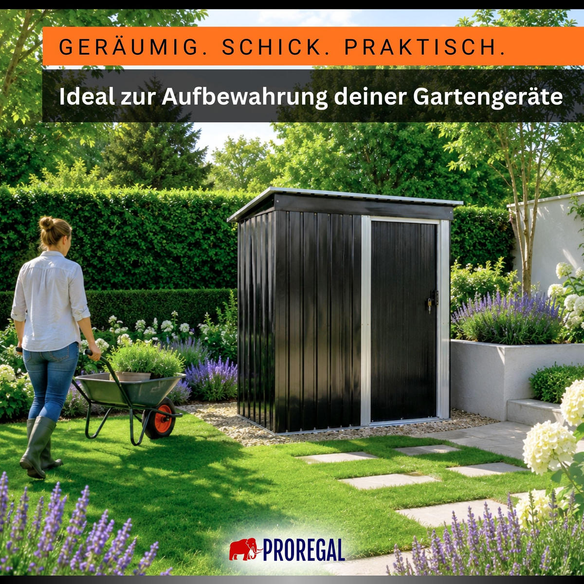 GARTENHAUS Eden Metall 2m3 Anthrazit Gerätehaus - Anthrazit, Metall (164/181/89cm) - PROREGAL