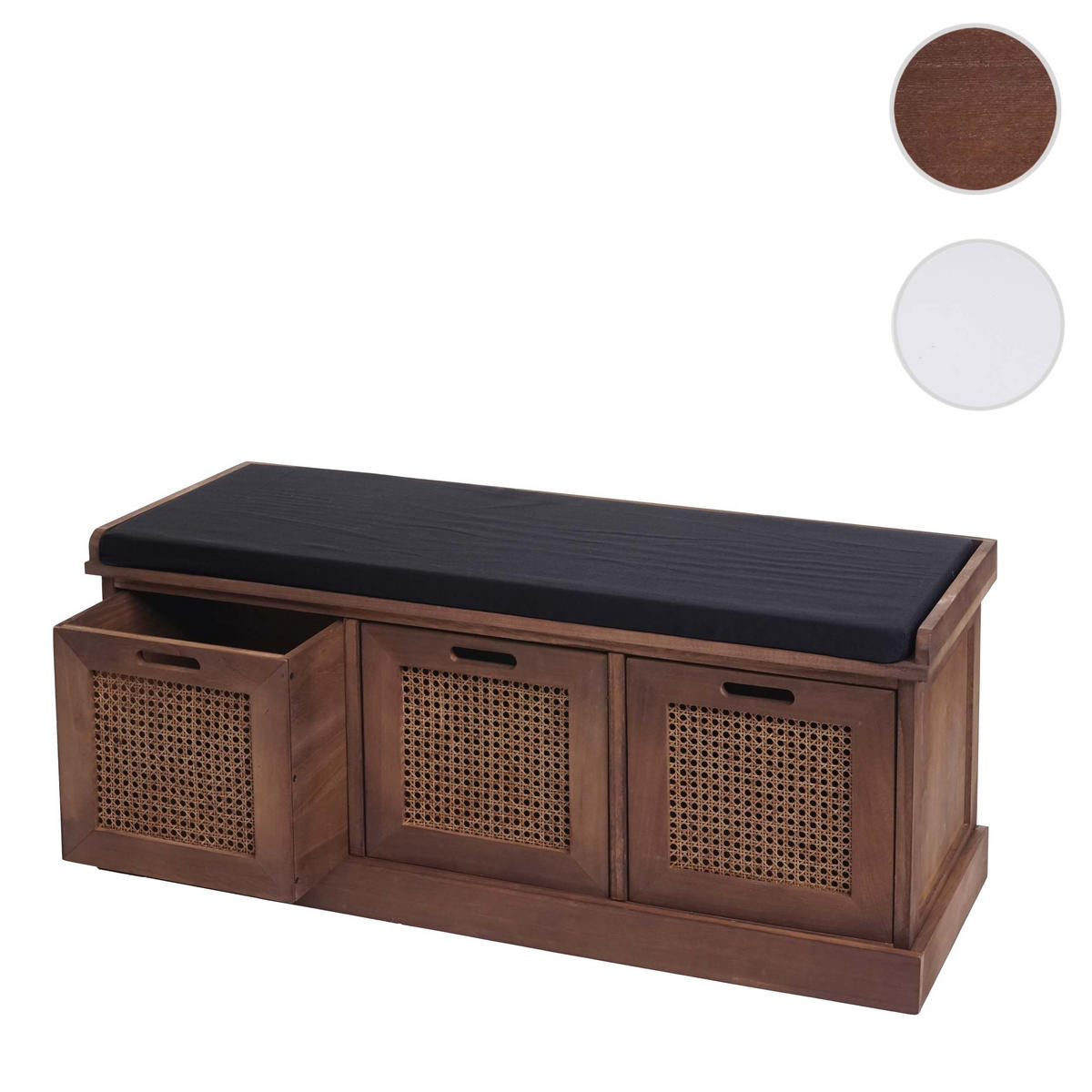 SITZBANK AUFBEWAHRUNGSBOXEN Schwarz - Schwarz, Holz (110/47/40cm) - Jamb