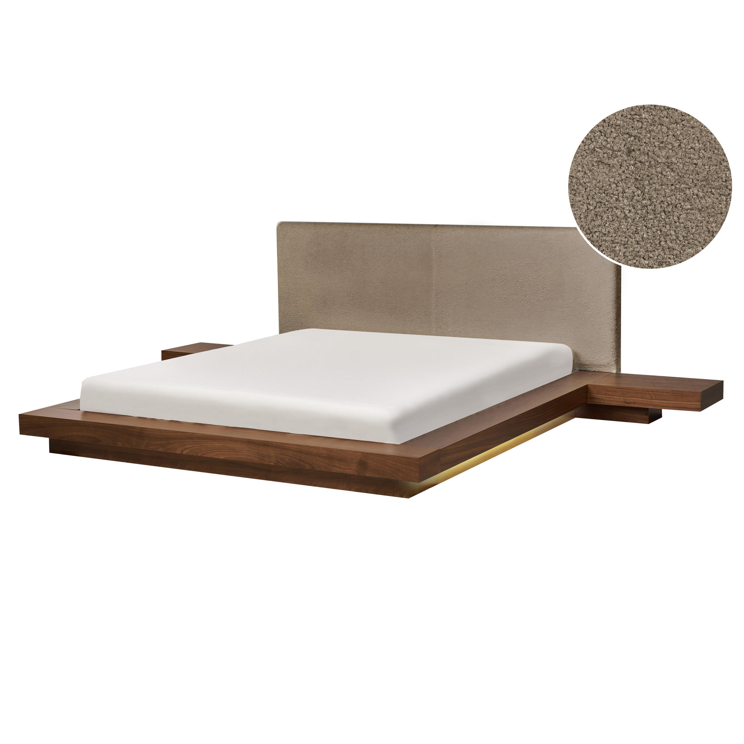 POSTEL s LED 160/200 cm MDF deska Taupe Zen - šedohnědá, dřevo (160/200cm) - Beliani