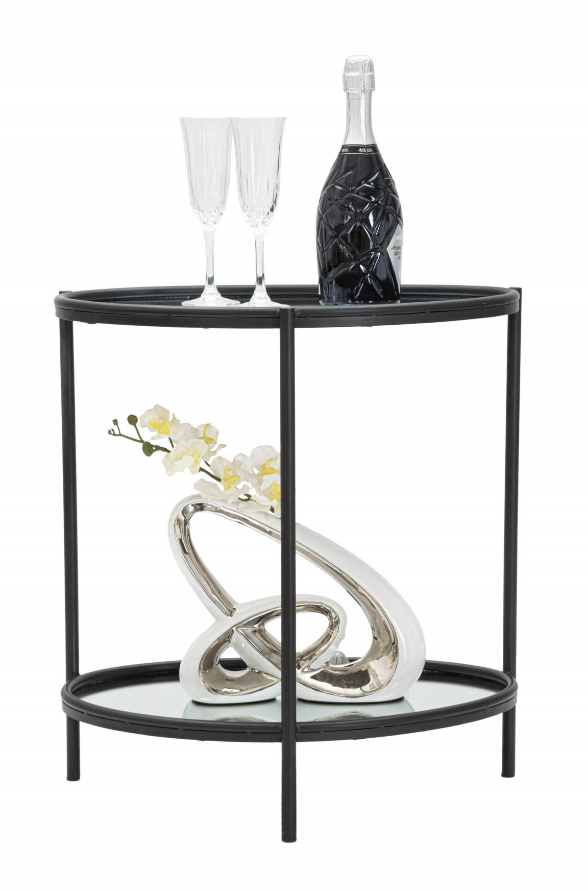 TISCH mit Spiegelplatten Schwarz 36,8/53,3/58,4 cm - Schwarz, Glas (36.8/53.3/58.4cm) - Mauro Ferretti