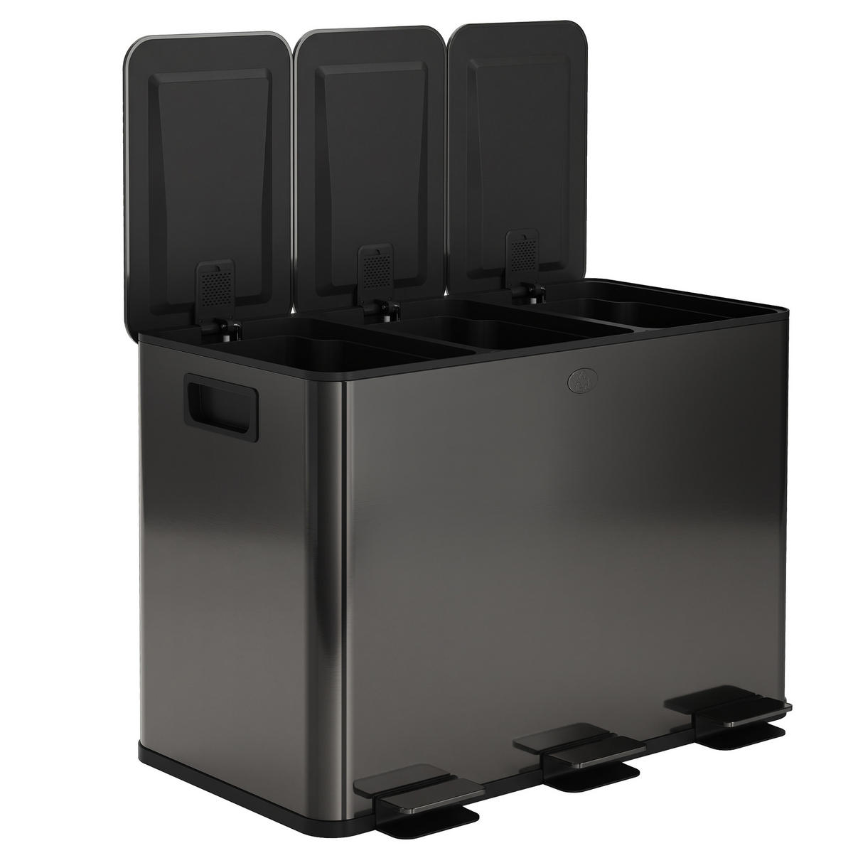MÜLLEIMER DE-08955 3x20 L, Soft-Close, herausnehmbar Schwarz - Schwarz, Metall (36.6/43.2/61.9cm) - ComfortXL
