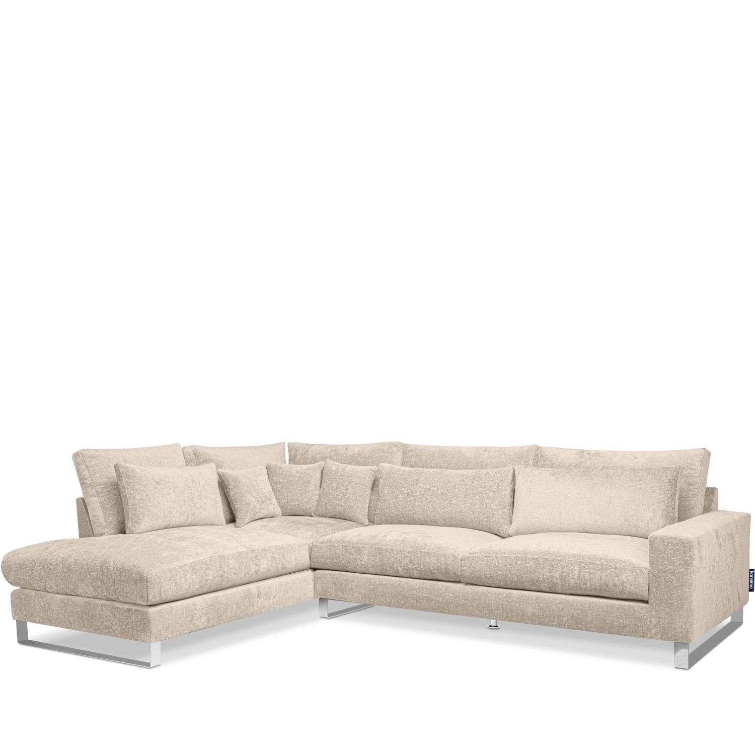 ECKSOFA LINKS BRENTIS Chenille-Stoff, Creme - Creme, Textil (314/224cm) - KONSIMO®