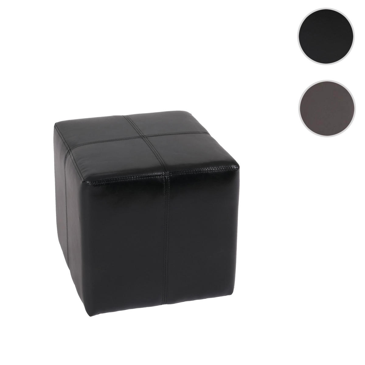 SITZHOCKER Schwarz - Schwarz, Leder (36/36/36cm) - MCW